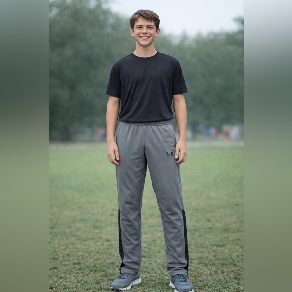 Under Armour Gray and Black Kids Sweatpants